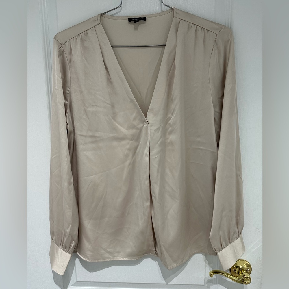 Dynamite Soft Beige V-Neck Blouse